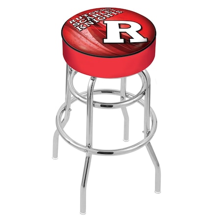 Holland Bar Stool Co 25" 4" Rutgers Cushion Seat, Double-Ring Chrome Swivel Bar Stool L7C125Rutger-D2